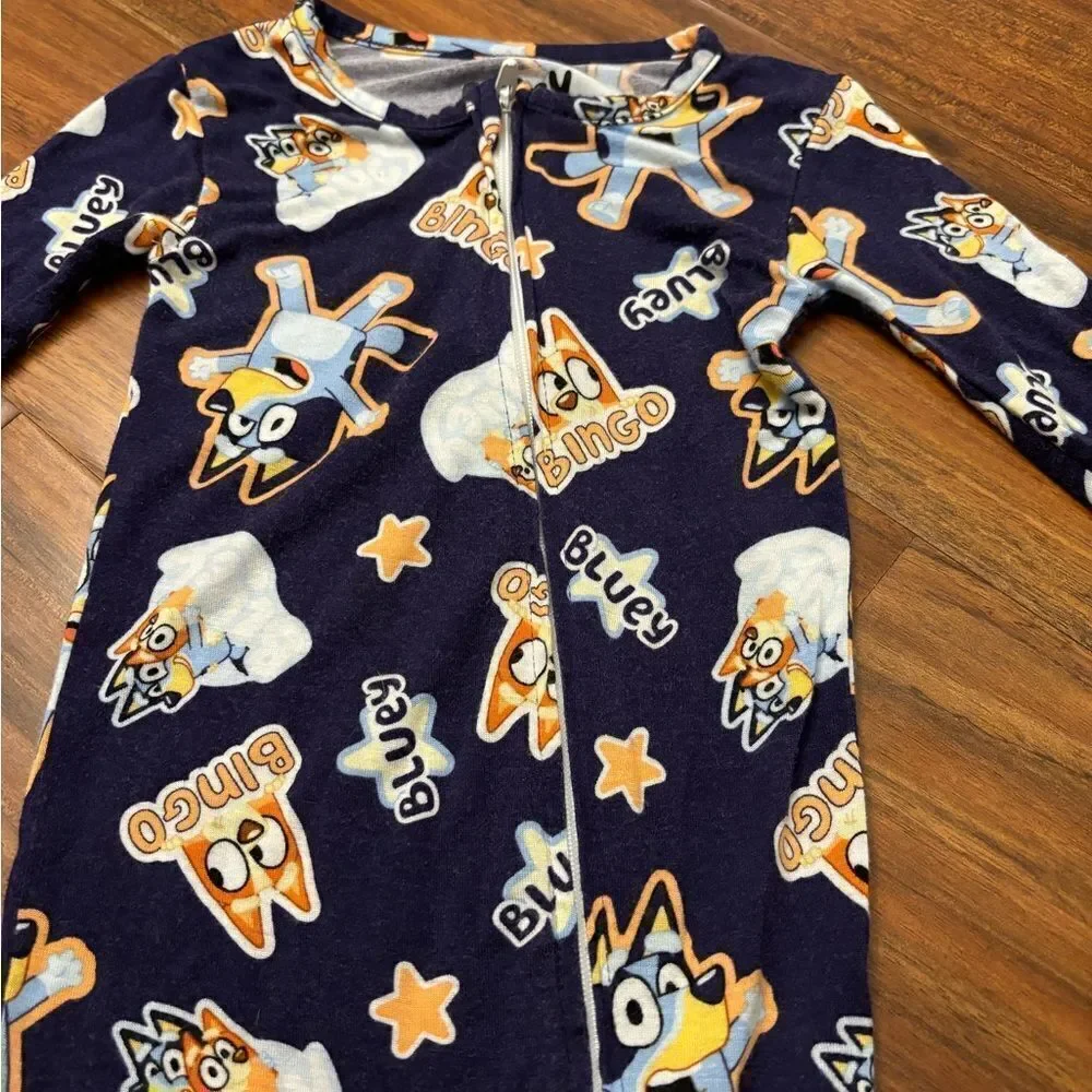Bluey Bingo navy footless onesie pajamas